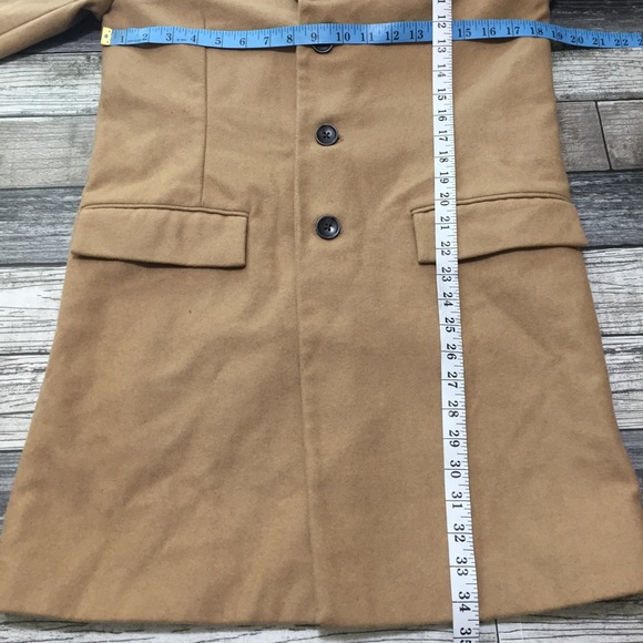 Banana Republic Long Wool Blend Overcoat Jacket Men’s S Tan Brown - Picture 2 of 10